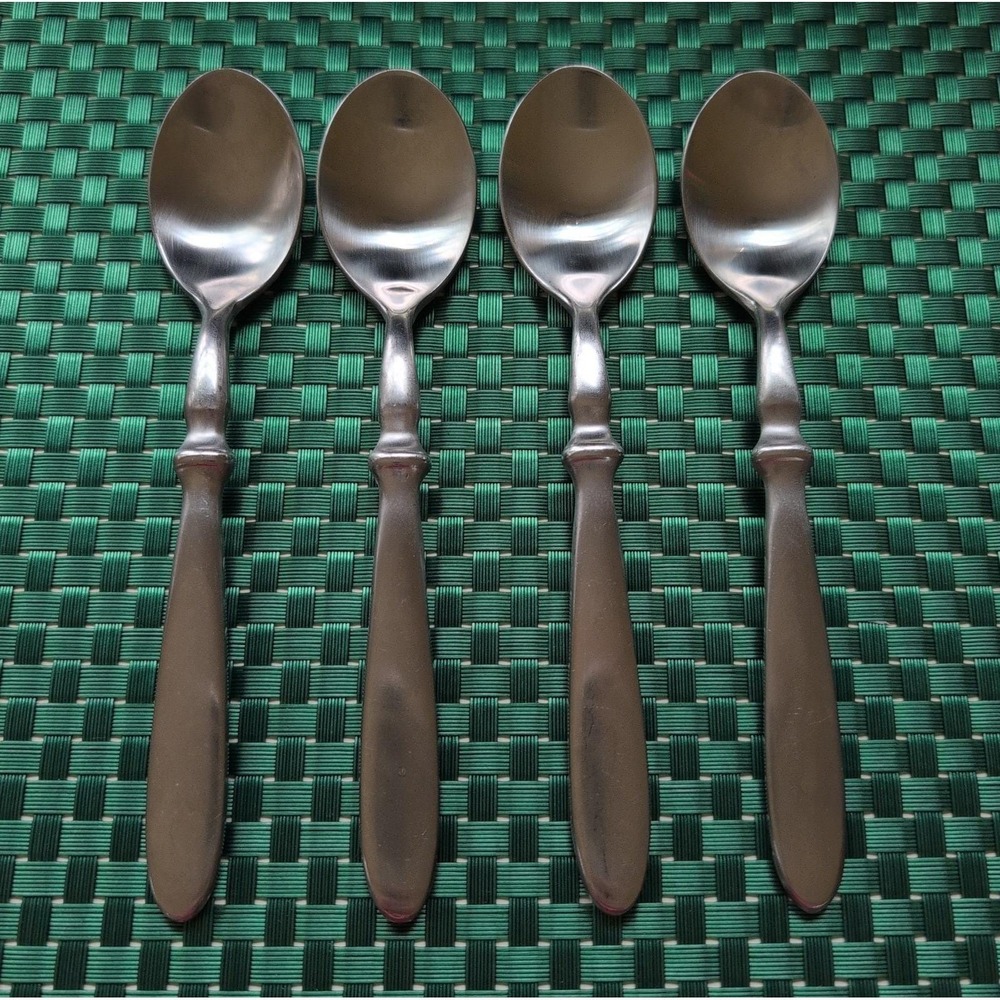 Cambridge TOWNHOUSE Teaspoons Set Lot of 4 SATIN Stainless Bistro Style VTG